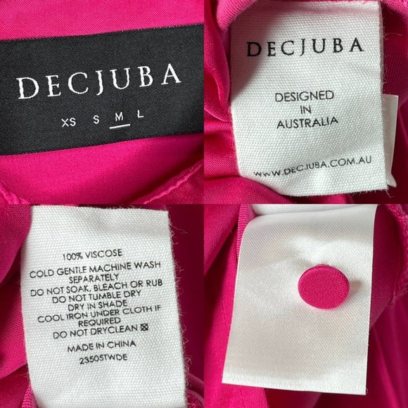 Decjuba Pink Fuchsia Demi Oversized Satin Shirt Blouse Top Size M Long Sleeve - Picture 15 of 15